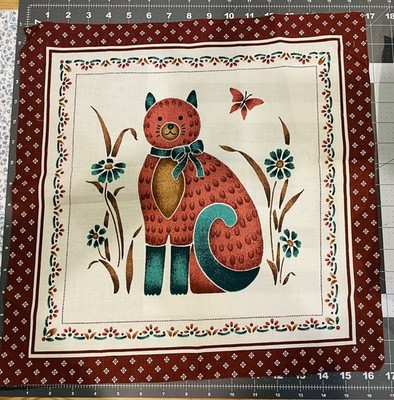 Vintage Fabric Panel Cut Sew Pillow Cat Cottage Cranston 