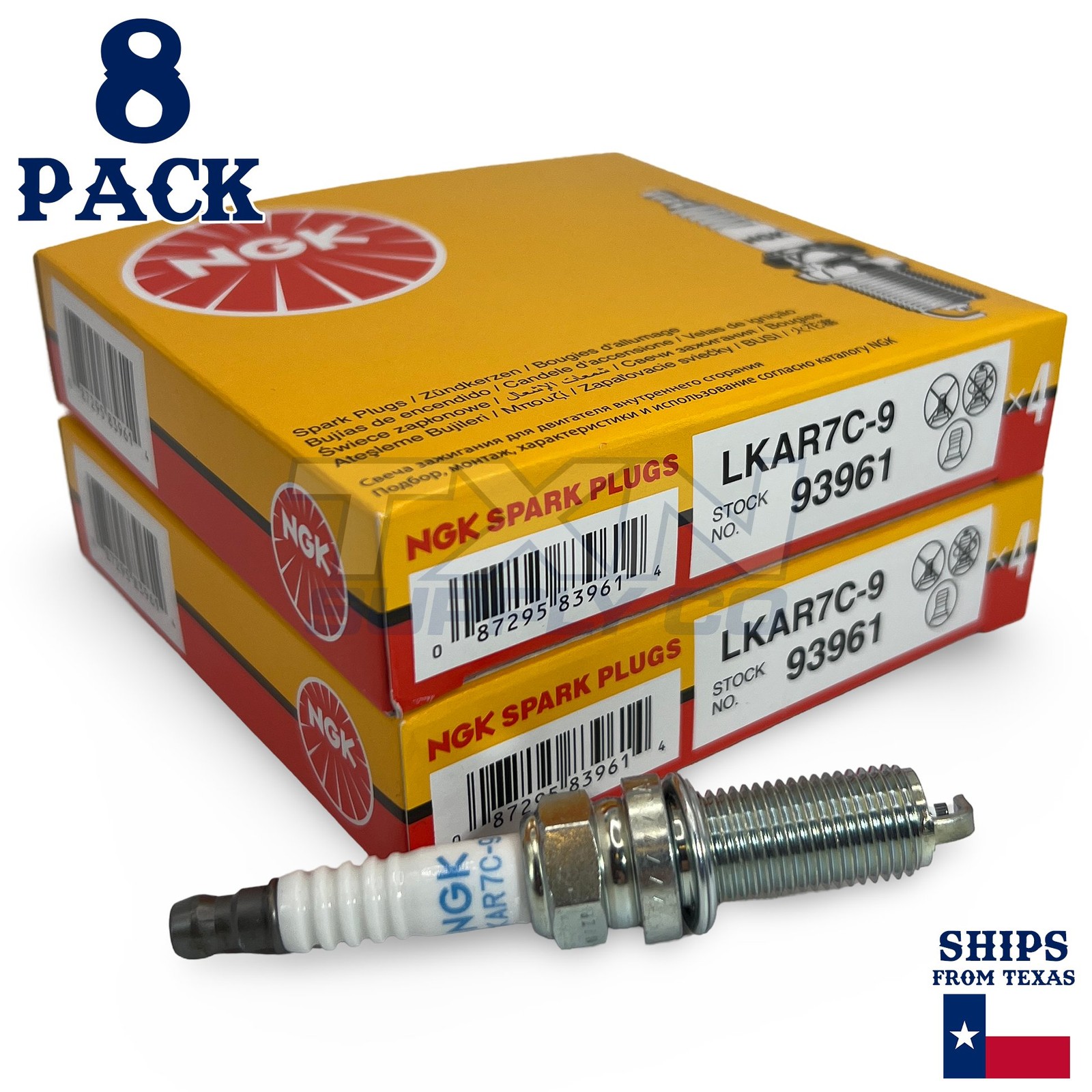 8 Pack NGK V-Power 93961 Spark Plugs LKAR7C-9