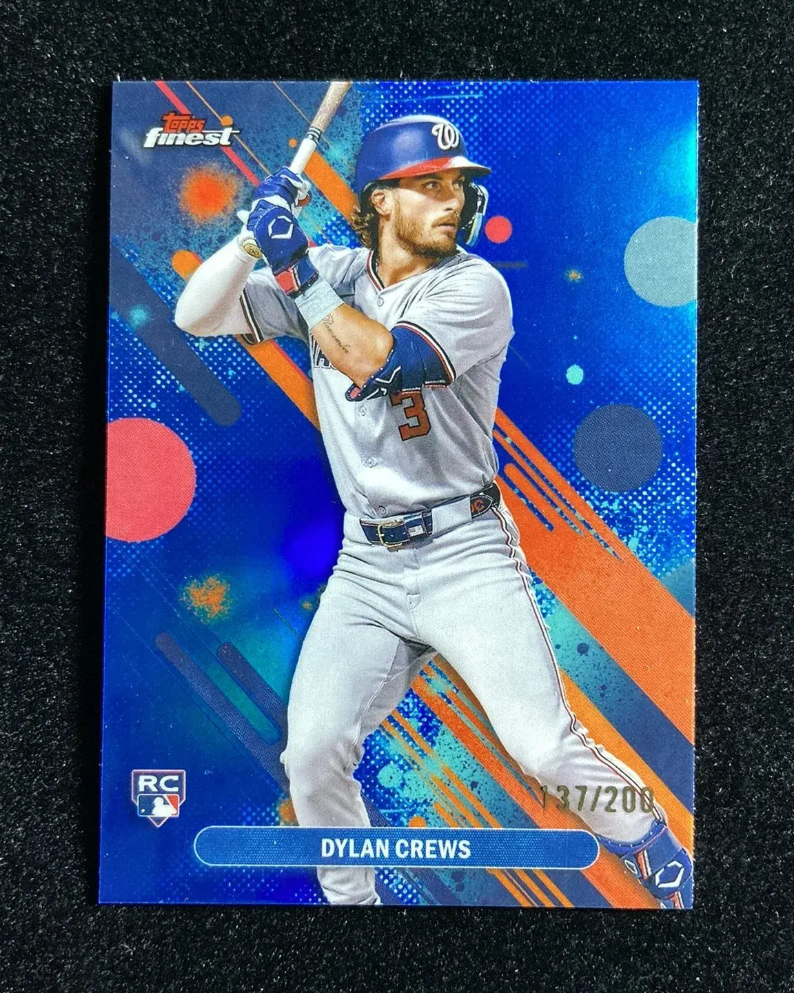 2025 Topps Finest Dylan Crews #34 Blue Refractor 137/200 RC Rookie HD