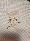 Owl Embroidered Gingham Peach Orange Table Cloth Cover 44"×46" Fabric Vintage — photo 4