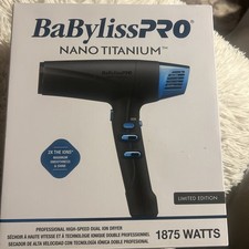 BabylissPRO Nano Titanium Hair Dryer, Professional 1875-Watt Blow Dryer, Ionic