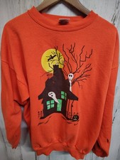 VTG Distressed TNT Spooky Haunted House Ghost Halloween Sweatshirt Adult 2XL USA