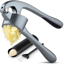 Zulay Kitchen Large Premium Garlic Press Set - Bigger Bowl for Bigger Garlic ...