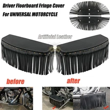Pair Motorcycle Floorboard Fringe PU Leather Covers Universal Foot Pedal Tassels