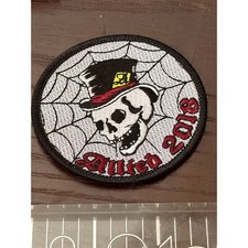 2018 Skull in Top Hat Spiderweb Embroidered Iron On Patch 3 Inch Allied