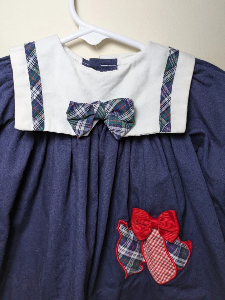 Vintage Peaches 'n Cream Baby Toddler Girl's 12 Month Dress Scottie Dog Applique - Image 4 of 4