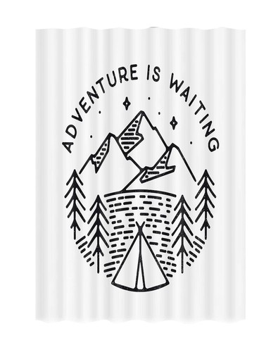 RV Shower Curtain for Camping Bathroom, Camping Tent with Trees and Mountain,...
