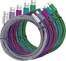 QQLIKE 5 Pack USB C Charging Cable 6FT 3A Fast Charge Nylon Braided Cord