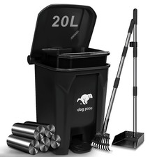 Dog Poop Trash Can Outside with Pooper Scooper, 20L/5Gal Dog Waste Trash Can ...