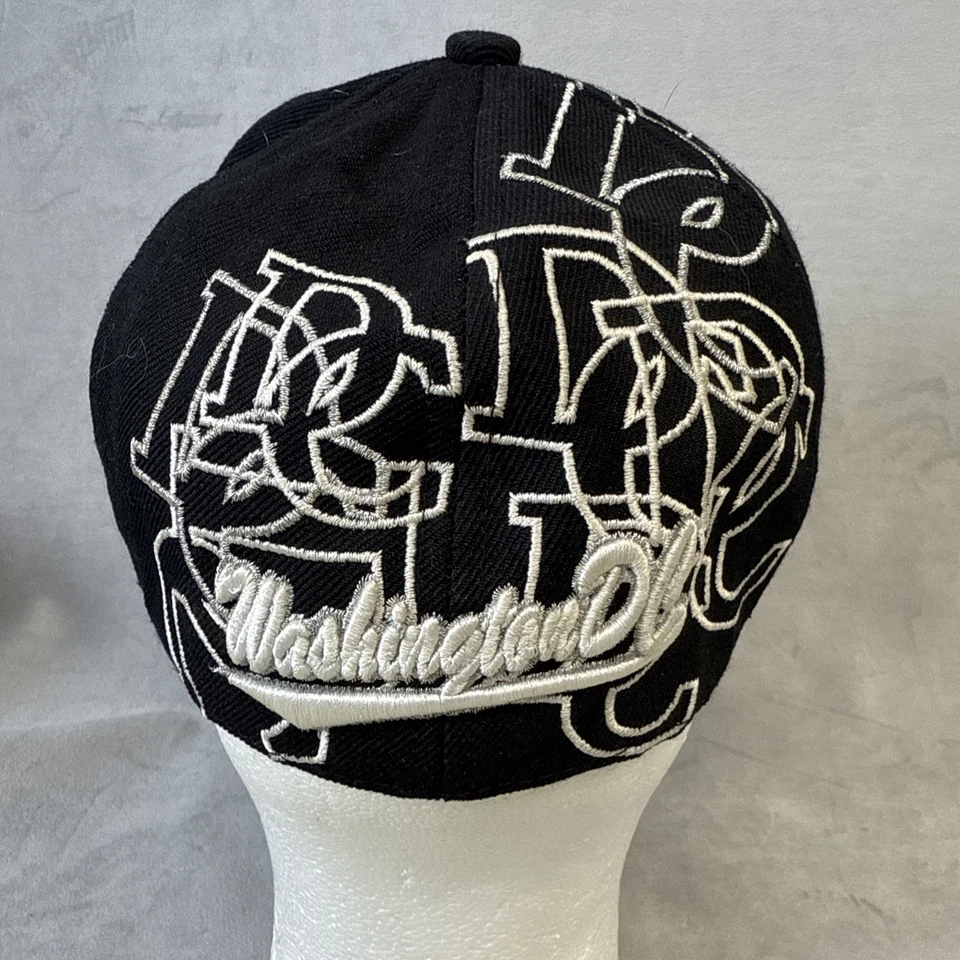 Gorra City Hunter Washington DC ajustada tapa grande negra/blanca logotipo bordado Foto 4 de 4