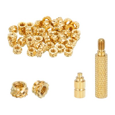 100 Pcs M3 x 3mm H x 5mm OD Threaded Inserts w/ Iron Tip Press Tool