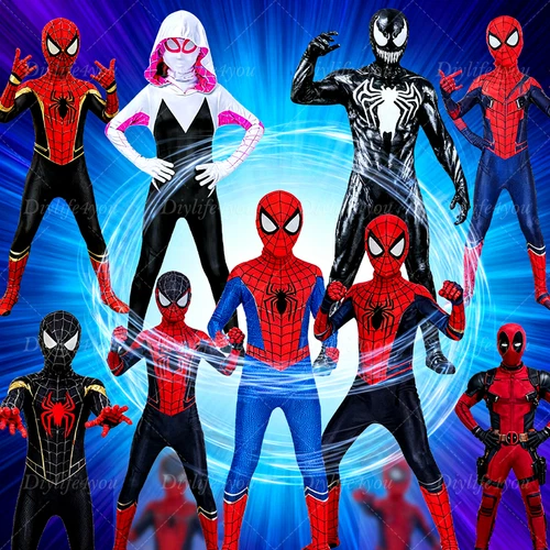 Kids SpiderMan Boys Miles Morales Tobey Maguire Outfits Jumpsuit Cosplay Costume