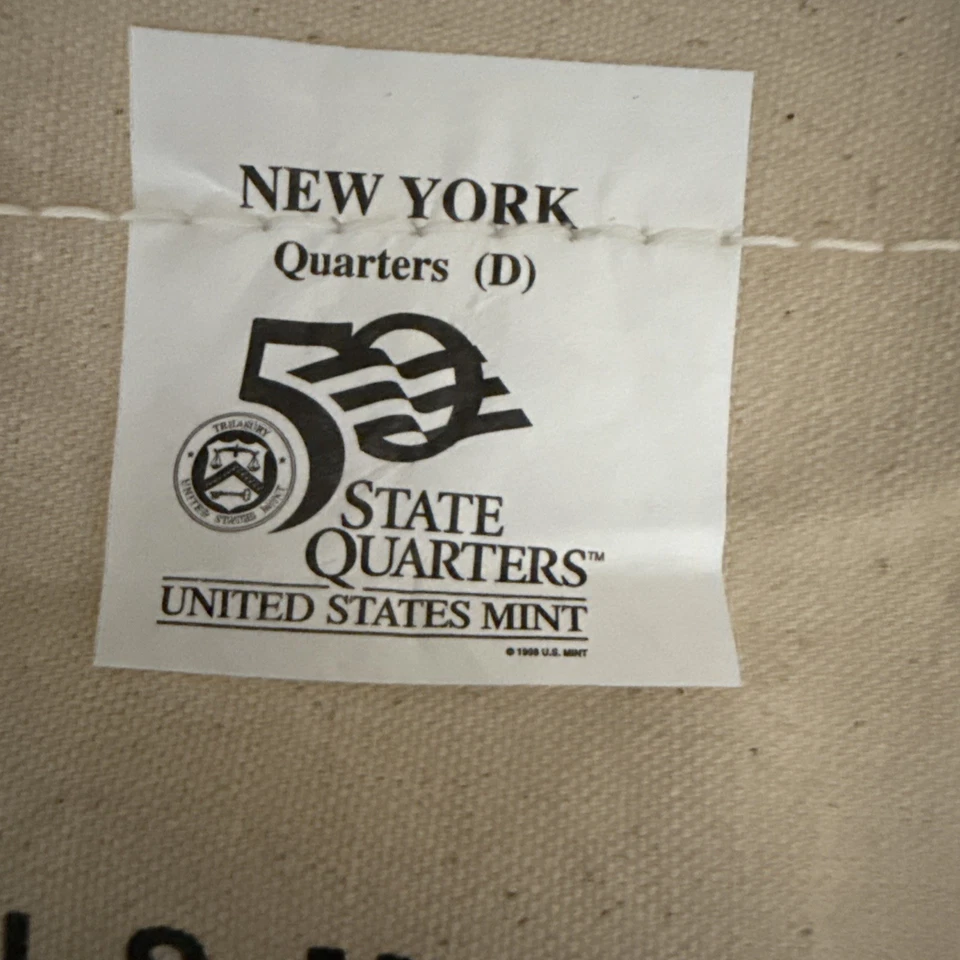2001 New York P&D State Quarter Original Mint Sewn Bags $25 (100 UNC coins) - Image 4 of 4