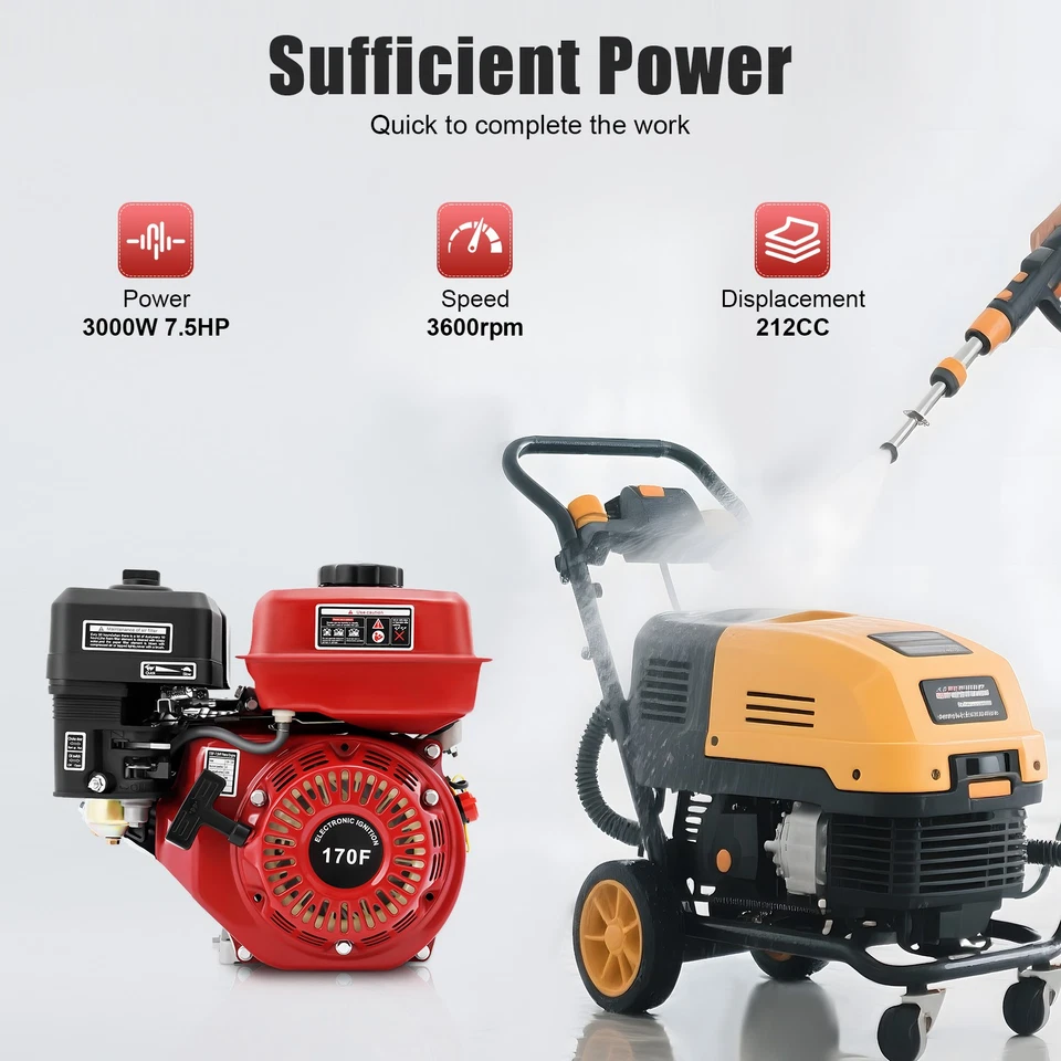 7.5HP Gas-Powered Diesel Engine, 3000W with 0.95 Gal Fuel Tank, Pull Start & - Image 4 of 4