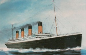 RMS TITANIC  White Star Line / Post Card Artist: Richard W. DeRossett