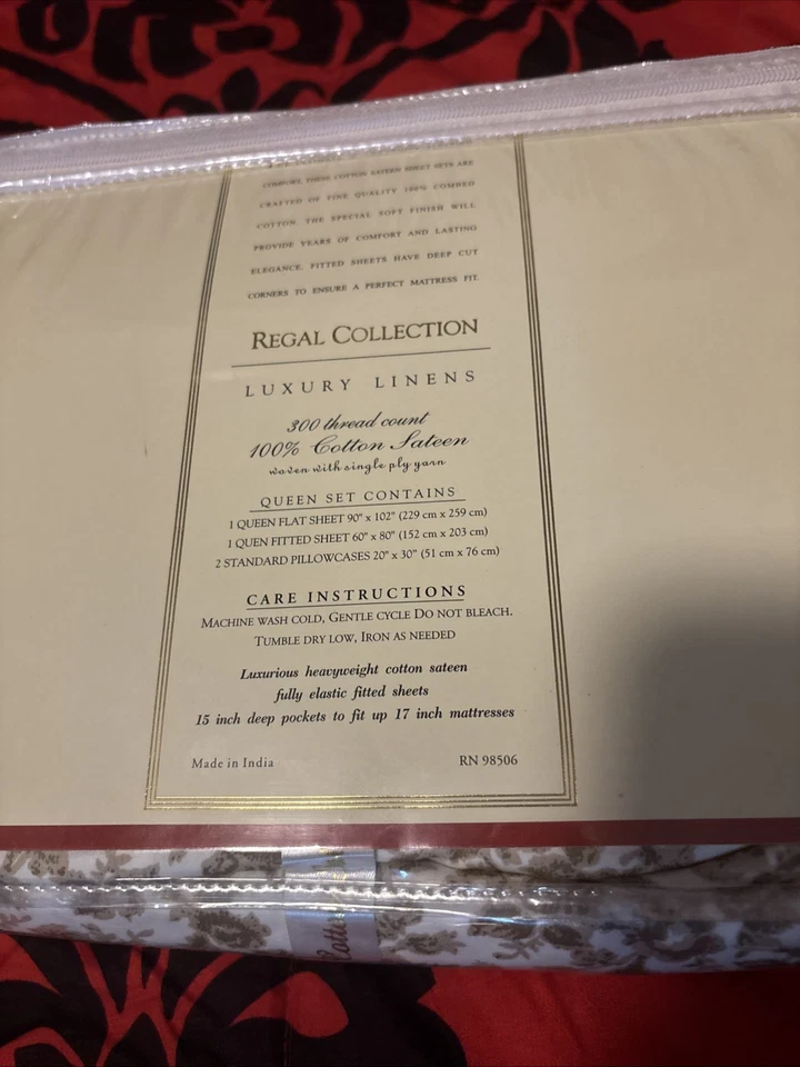 Juego de sábanas Queen de lujo Regal Collection 300 hilos algodón satén Foto 4 de 4