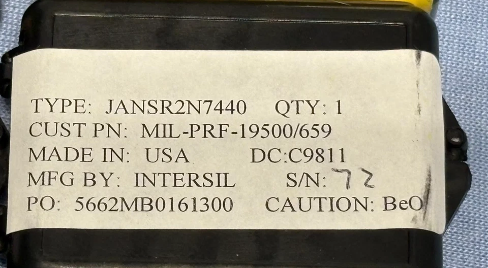 Transistor MOSFET de alimentación de canal N interno CANTIDAD-8 JANSR2N7440, MIL-PRF-19500/659 Foto 4 de 4