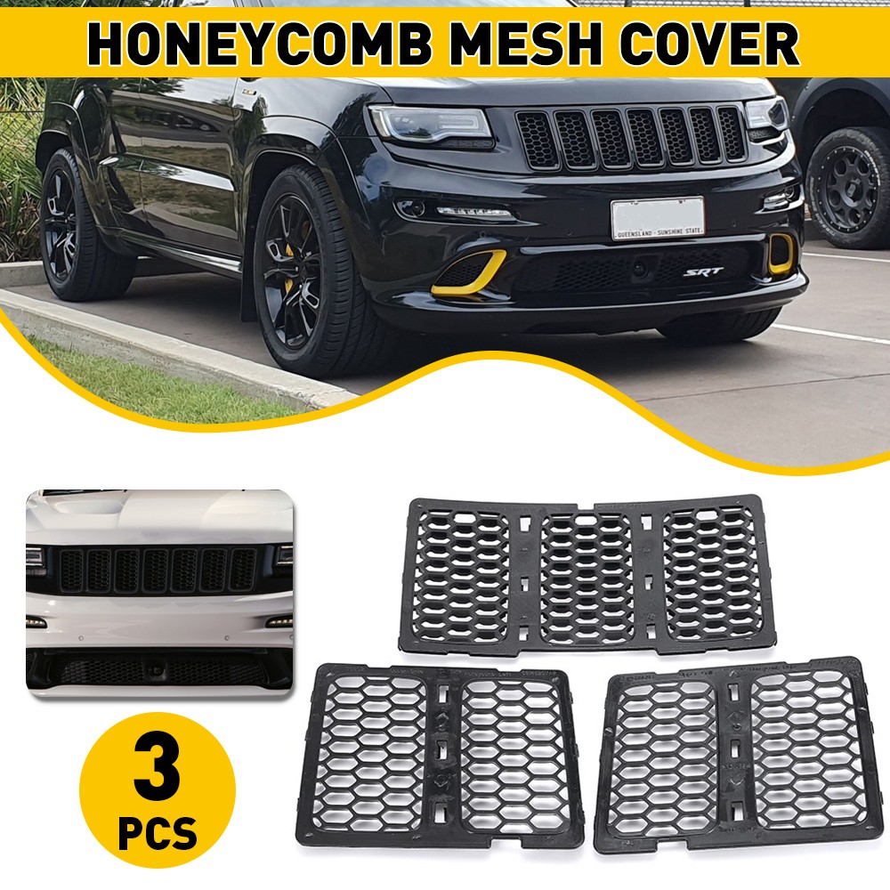 Black Mesh Insert Kit Grille Front Grill Cover Fit Jeep Grand Cherokee 2014-2016
