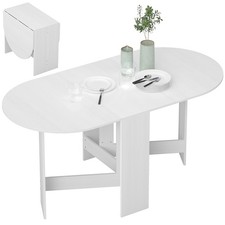 HOMCOM Oval Kitchen Table for Dining Room, Small Spaces, Ash Wood-Effect