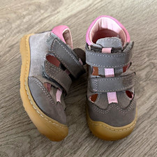PEPINO by RICOSTA M&auml;dchen Sandalen EU 21 Leder grau/rosa Klett Anti-Rutsch