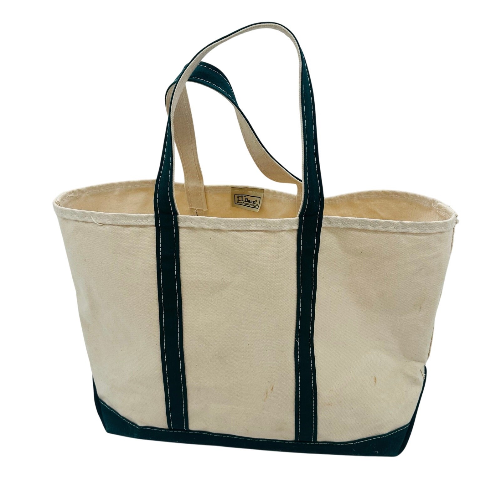 Vintage LL Bean Boat and Tote Bag in X-Large with Green Trim