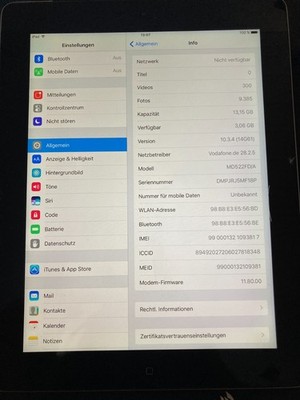 Apple iPad 4. Gen. 16GB, WLAN , 24,64 cm, (9,7 Zoll)  + Cellular in schwarz