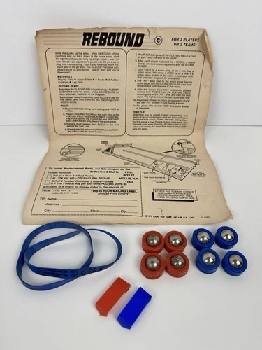 Vintage Ideal Rebound Game Replacement Pucks, Rubber Cushions, Score Slides