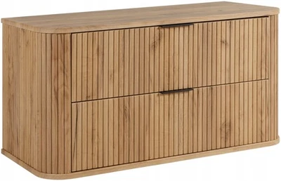 Meuble sous-lavabo salle de bain ELEGANCE 100 cm façade rainurée chêne - Photo 1/4