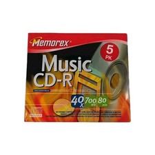NEW Memorex Music CD-R Recordable Compact Discs 5-Pack CD Set 40 x 700MB 80min