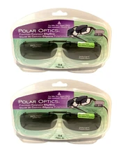 2 Polar Optics 54 rec B Black  Polarized Frameless clip on Sunglasses W. Case