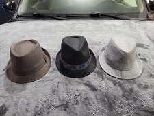 Lot of 3 Vintage Mens Fedora Hats Multicolor Mixed Lot Size 7 1/8