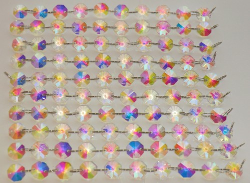 100 Chandelier Droplets Wedding Beads Cut Glass Crystals 2m Garland 14mm Crafts - Picture 16 of 72