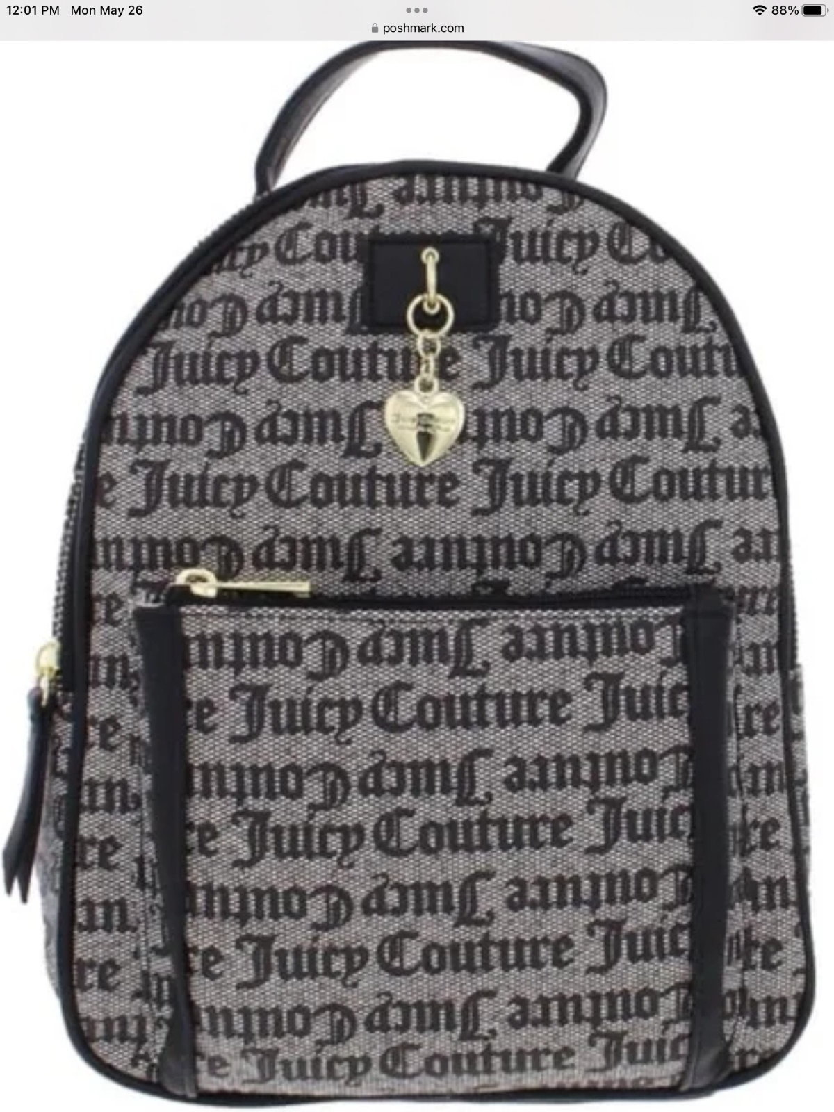 Mochila de ciudad Juicy Couture encantada en logotipo gris nueva con etiquetas $95R