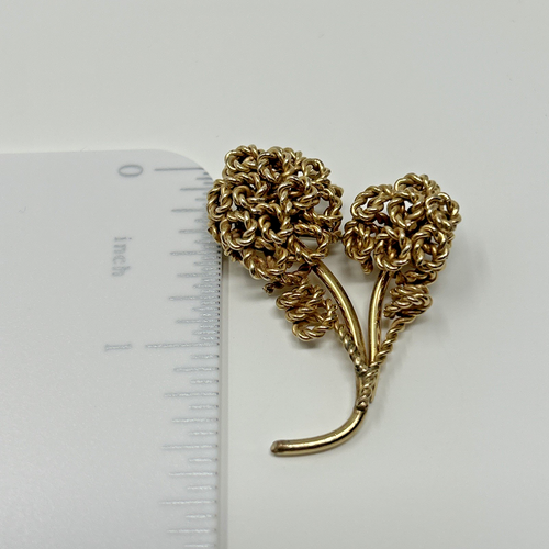 Vintage 12k Gold Filled Rose Rope Brooch Pin - Picture 5 of 5
