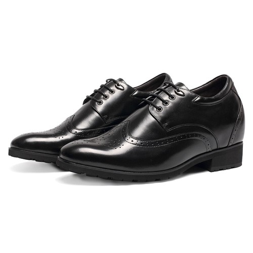 US11.5 CHAMARIPA 10cm Dress height heels Shoes Elevator Shoes Men Black Oxford - Picture 5 of 5