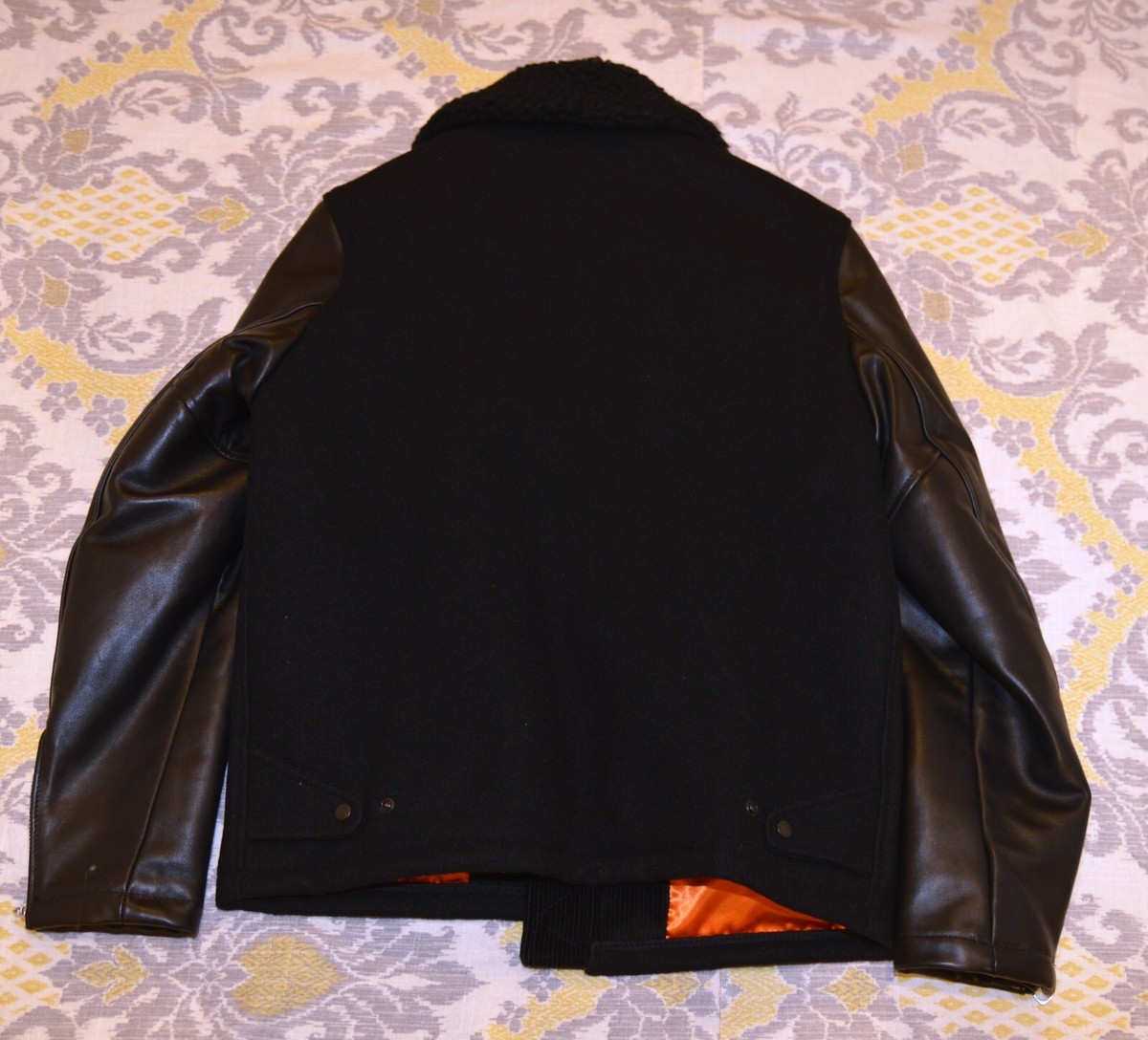 NWT Rag Bone black Schott Deck leather Wool biker Jacket Size