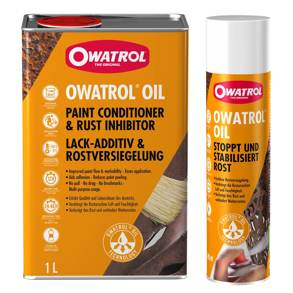 OWATROL Öl OIL Bundle 1 Liter + 1 x 300ml Öl Spray Rostschutz Rostversiegelung