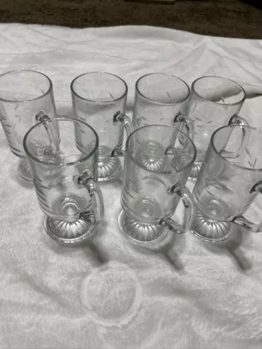 Set Of 7 Princess House Vintage Heritage Irish Coffee Pedestal Mugs 