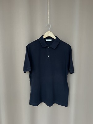 Salvatore Ferragamo Navy Blue Polo Shirt Mens Size M Cotton Short Sleeve Vintage