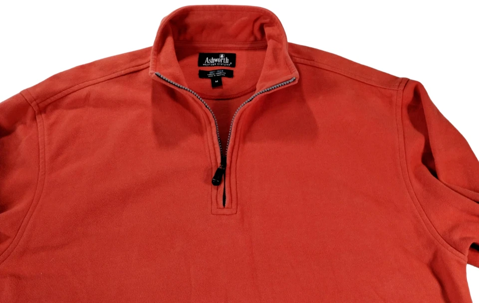 Pullover para hombre Ashworth Golf Dry Tech polar 1/4 cremallera naranja talla mediana (grande) Foto 3 de 4