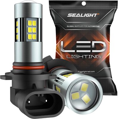 SEALIGHT  6500K White LED H10 9145 Projector High Power Fog Driving Light Bulbs