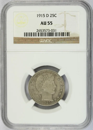 1915-D 25c Barber Quarter NGC AU55