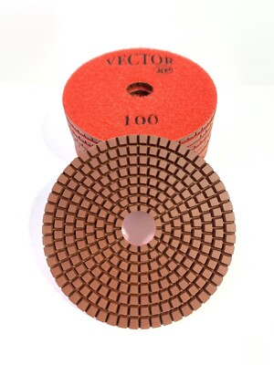 10-Vector XP 4  Inch Hook Loop 100 Grit Diamond Wet Stone Concrete Polishing Pad