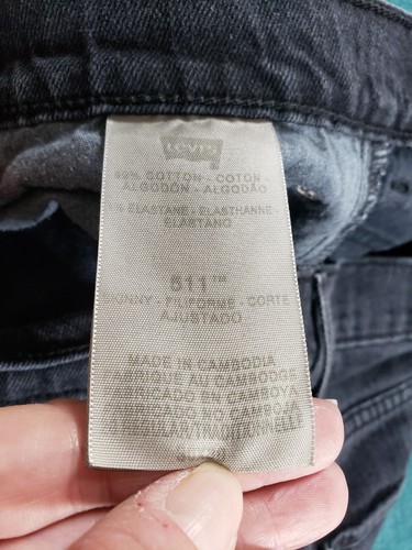 Levis 511 Jeans Sz 30x30 Boys Black Stretch Pants Mid Rise Skinny Denim Youth - Picture 4 of 14