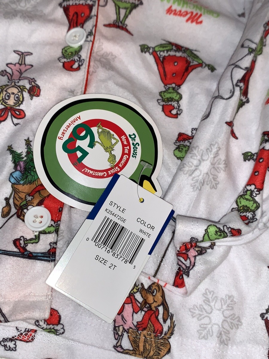 The Grinch Kids 2 Piece Pajamas Set Flannel Size 2T Christmas NWT