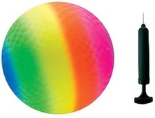 Toys 8.5 inch Rainbow Colored Playground Ball 1 Rainbow Ball  Pump 