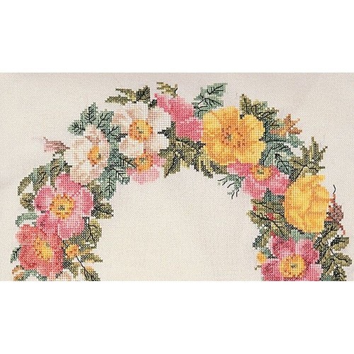 Corona Di Fiori 2073 Thea Gouverneur Punto Di Croce Contato Lino - Picture 3 of 4