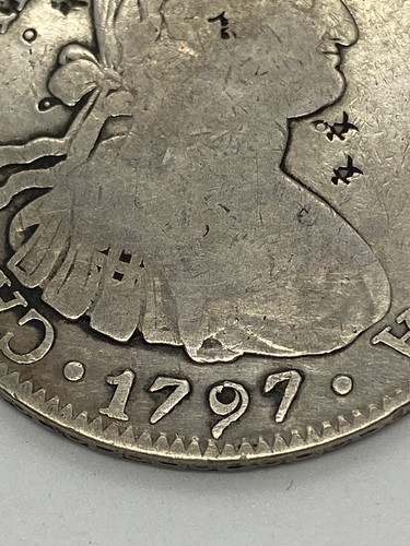 1797 Mexico 8 Reales Mo FM Spanish Colonial w/ great Chop Marks Nice Detail - Picture 2 of 6