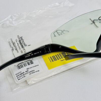 GUCCI 1650 Black Green Sport Wrap Shield Gg1650S Unisex Rimless