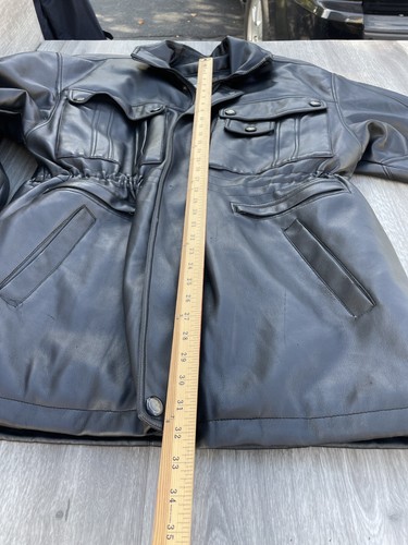 Vintage Ten West Apparel Uomo Adulto Medio Nero Cappotto Pelle Giacca Invernale - Foto 8 di 12